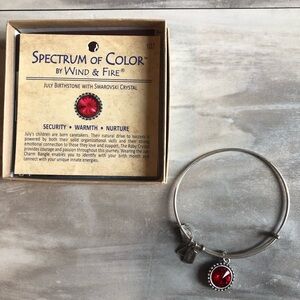 Wind and Fire July birthstone bracelet bangle red stone silver jewelry